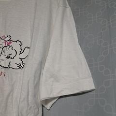 Tシャツ シャツ カットソー  猫 プリント 白 半袖の画像