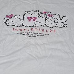 Tシャツ シャツ カットソー  猫 プリント 白 半袖の画像