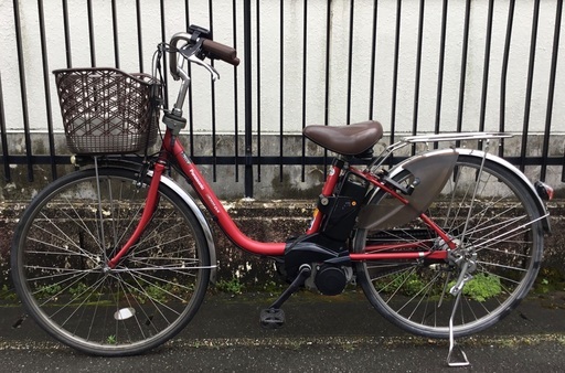 ＜整備・美品＞パナソニック 26インチ電動アシスト自転車・レッド・新品パーツ交換多数