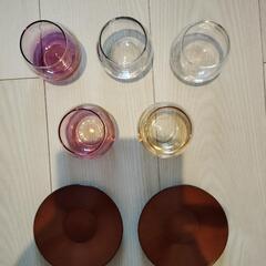 グラス5個と茶托2枚セット売り