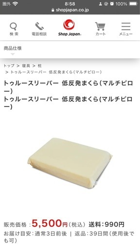 新品:トゥルースリーパー 低反発まくら（マルチピロー）