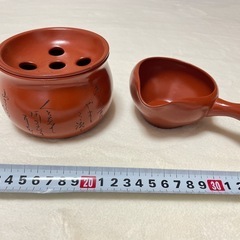 昭和レトロ品✨ 赤泥茶こぼしと手付き湯さまし2点セット常滑焼　山...