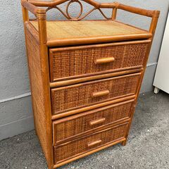 ★ 家具 ラタン 引出 4段 H93xW57xD37cm 衣類 ...