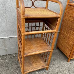 ★ 家具 ラタン 収納棚 H84xW25xD28cm 衣類 タオ...