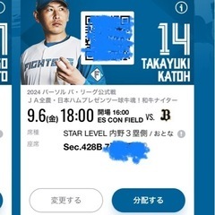 日ハムチケット2枚