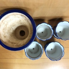 ハンドペイント レトロな陶器の植木鉢5個セットの画像