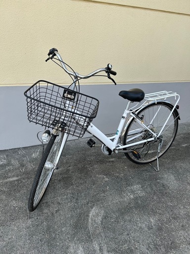 27インチ自転車 ママチャリ【鍵付き】 【6段切替】【LEDライト】【ベル付き】