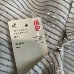 新品★ユニクロ ブレミアムリネンMストライプ柄の画像