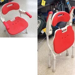 アロン化成 安寿 折りたたみシャワーベンチ FSフィット 536-056 レッド 楽おり シャワーチェア 介護用品 イス 肘付き 札幌市 屯田店の画像