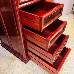 【武蔵小山店】  天然木 マホガニー材 スリムチェスト 木製 小物収納 アンティーク 無垢材 花梨 アジアン バリ リゾート チェスト 引き出し natural wood mahogany slim chest wooden accessory storage antique solid wood karin asian bali resort chest drawerの画像