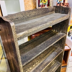 【倉庫保管中】  古書棚　本棚　ビンテージ　レトロ　昭和　アンティーク　古道具　ブックシェルフ　bookshelf vintage antique ラック　rack の画像