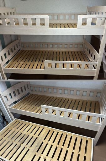 2段ベッド 3段ベッド シングルサイズ 木製フレーム 幅211cm×奥行107cm×高さ178cm 