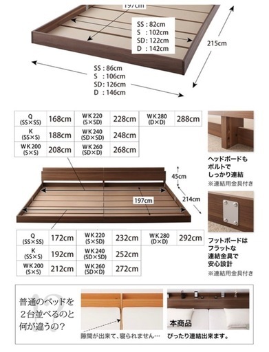 セミダブルベッド 2セット(120×2=240cm)
