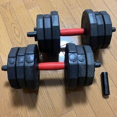 【合計20kg】重量調整自由のダンベル (可変式でバーベルにもな...