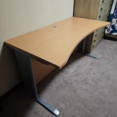 デスク 机 140 cm 1400 mm ビーチ色カーブタイプ 作業卓