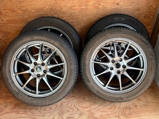 【中古美品】アルミホイール　ZACK JP-202 18インチ　スタットレスタイヤ付き　4本セット