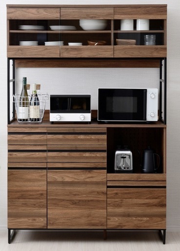 アイアン食器棚　2口コンセント付き