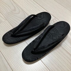 レディース 草履 ブラック 和柄 23㎝ 現金取引