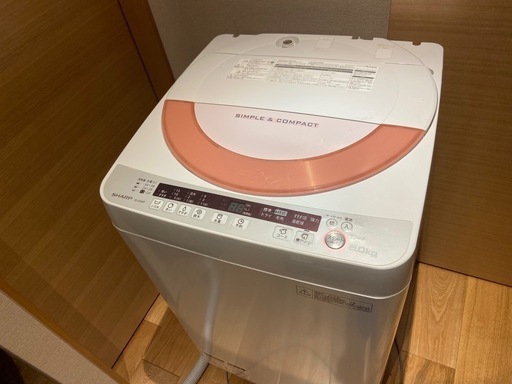 良品 シャープ 全自動電気洗濯機 ES-GE60P-P 6.0kg 2015年式  幅56.5cm奥行53.5cm高さ89.8cm SHARP 通電 動作確認済み