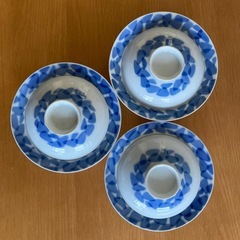 深川製磁　足付き皿(蓋付き)3セット　有田焼