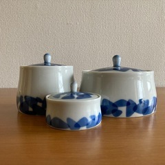深川製磁　蓋付きポット大中小セット　有田焼