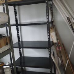 スチール棚、アイアン、グレー、８８x４６x１８０，５段棚