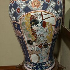 高さ120cm 大型花瓶 骨董品 変わり絵 和柄