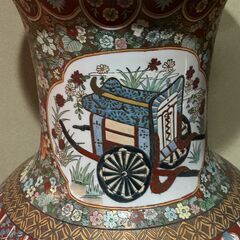 高さ120cm 大型花瓶 骨董品 変わり絵 和柄