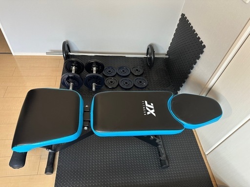 [福岡市内　引取り限定]インクラインベンチ　ダンベル　バーベル　セット売り