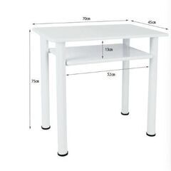 ②【定価13849円】ネイルサロン開業セット美品ネイルテーブル★白ホワイト★幅70cmコンパクトスリムタイプ★２段デスクなので、下にライトやドリンクなど置けます！自宅ネイルサロンの画像