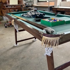 ビリヤードセット 台 キュー ボール カバー付きの画像