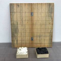 【お売りします】 碁盤　木製　折りたたみ囲碁盤　卓上45cmx42cmx1.5cm　プラスチック碁石付き　長期保管品の画像