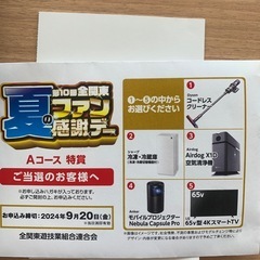 夏ファン感謝デー 特賞Aコース お申込みハガキ 安くで譲ります。