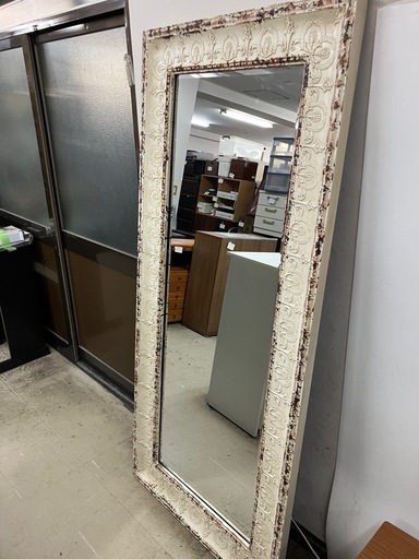 ☆値下げ☆取引場所 南観音 K2408-637 ウォールミラー アンティーク、ダメージデザイン 汚れキズあり