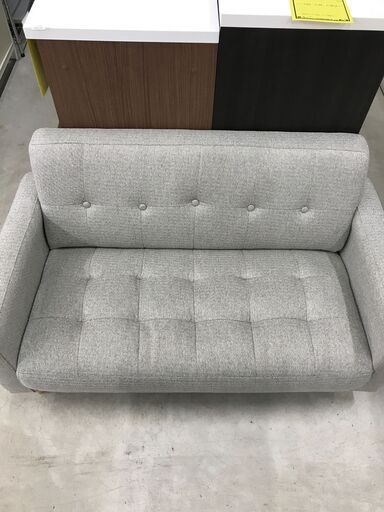 2人掛けソファ グレー W(幅)121.0×D(奥行き)66.0×H(高さ)65.5cm ※クリーニング済み