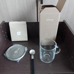コーヒーカップ　ステンレスコースター　スプーンセット