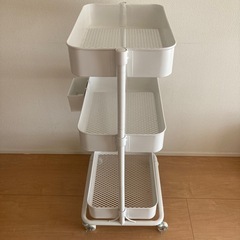 【ニトリ】スチールワゴン トロリ2（ホワイト）の画像