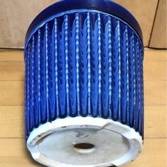 青の陶器の植木鉢 3鉢セットの画像