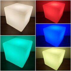 LEDキューブランプ16色リモコン付きフラッシュキューブCuracion　防水・装飾・電飾RGB間接照明　光る家具シリーズ　装飾用スツールライトの画像