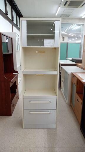 ★ジモティ割あり★  レンジボード 白 H180×D40×W60 クリーニング済み TJ8156