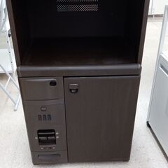 ★ジモティ割あり★  米びつ付きレンジ台 ダークブラウン H10...
