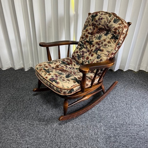 高級 飛騨産業 キツツキマーク ロッキングチェア 天然木材 椅子 7/16飛騨家具 ロッキングチェア 木製 キツツキ