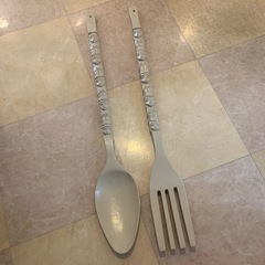 Bigスプーンフォークオブジェ　木製