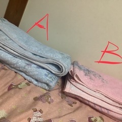 ☺️タオルケット　S 130✖️189cm   B桃色紫花柄　破れ他の画像