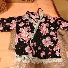 2ピースセパレート　浴衣 簡単　帯付き  黒 120の画像
