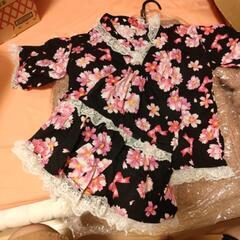 2ピースセパレート　浴衣 簡単　帯付き  黒 120