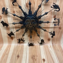 太陽と12星座 アンティーク オブジェ レリーフ 金属製 