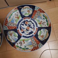 骨董　色絵大皿二枚セットの画像