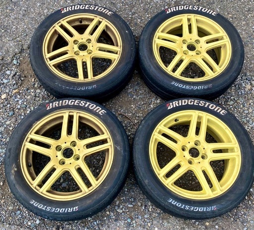 【直接引取歓迎！】アルミホイール 16インチ 4本セット 5.5J PCD100 4穴 +37 175/60R16 タイヤセット タイヤレター ホワイトレター ma16