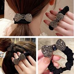 ラインストーン/リボンヘアゴム（新品）の画像